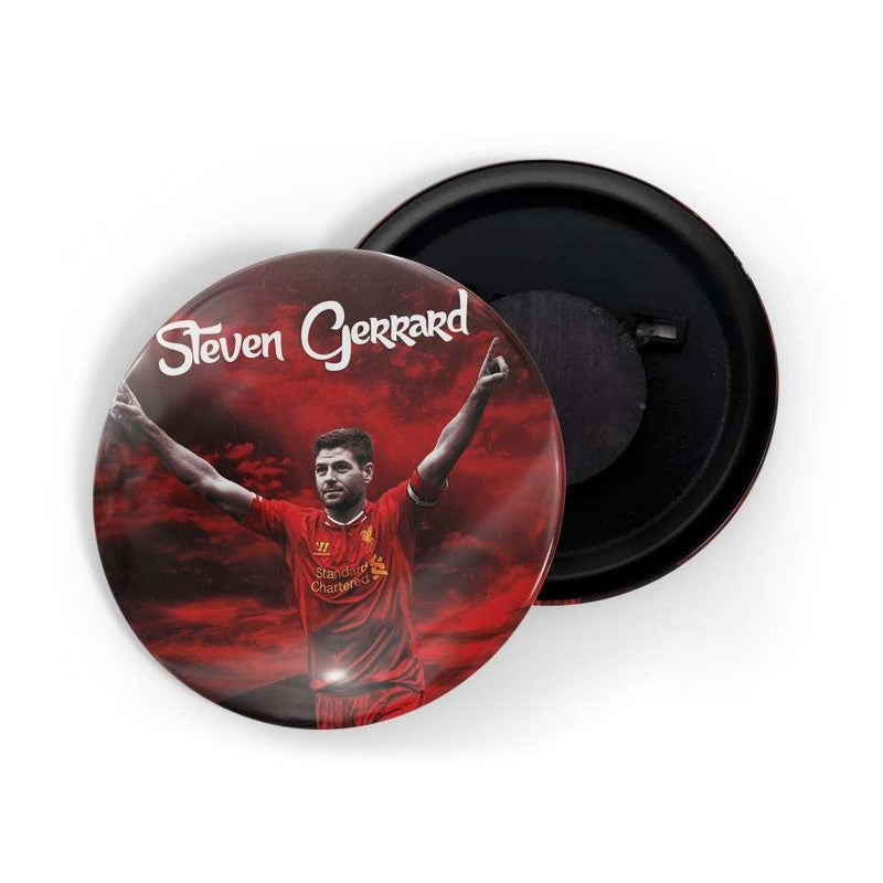 dhcrafts Round Fridge Magnet Red color Steven Gerrard Glossy Finish Design Pack of 1 (75 mm)
